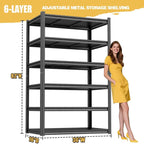 Heavy Duty Garage Shelving, 6-Tier Metal Storage Shelves, 3600LBS, 82" H Adjustable Industrial Rack, Steel Utility Shelf Unit for Warehouse, Garage, Basement, Kitchen, 36" W x 16" D x 82" H - size: 36"W x 16"D x 82"H