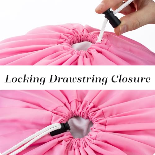 Handy Laundry Extra Large Heavy Duty Laundry Bag – 30" x 40" Pink Nylon, Durable Drawstring Closure, Machine Washable, Holds Up to 60 lbs, Travel Dirty Clothes Bag, Laundry Hamper Liner - color: Pink, size: 30" x 40"