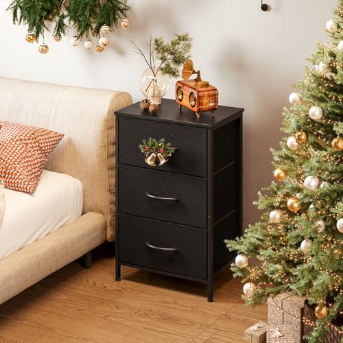 AODK Dresser for Bedroom Nightstand Small Dressers Chest of Drawers End Table for Living Room, Closet Dresser with 3 Storage Drawers Organizer Clothes, Black - color: Black