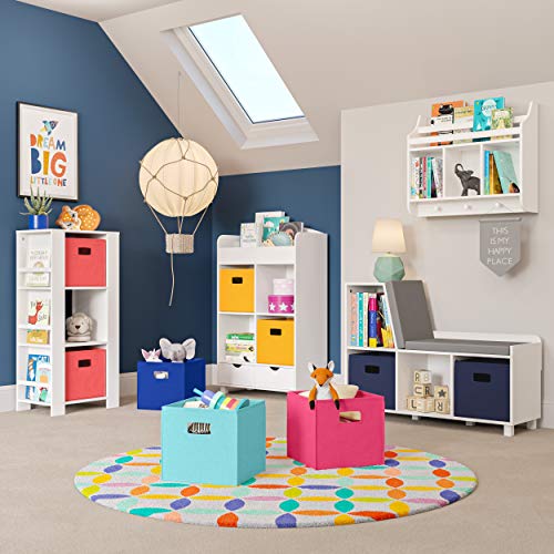 RiverRidge Folding Storage Bins with Handles Blue Cube Storage Organizer for Closet, Bedroom & Playroom - Closet Organizers and Storage Set of 2 - color: 2 Blue 10in H Bins
