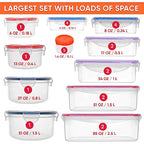 RockBerry 50 Pcs Large Food Storage Containers with Lids Airtight-85 OZ to small Containers-Total 526OZ Stackable Kitchen Set -BPA Free Leak proof containers (50Multi) - color: 50Multi