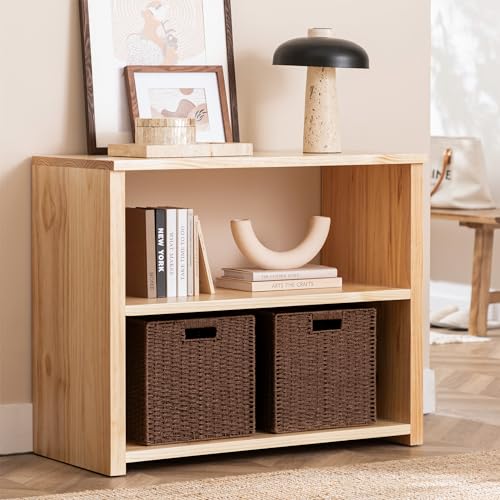 UBBCARE 3 Pack Wicker Basket, 11L×11H×10.5W inch Woven Paper Rope Storage Baskets for shelves, Foldable Cube Storage bin with Handle, Storage Basket for Organizing & Decor, Brown - color: Dark Brown, size: Cube-3pack 11"