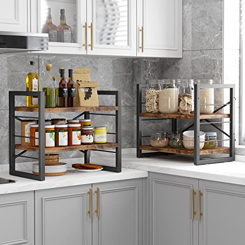 Homeiju Bookshelf, Dorm Desk Hutch, Desk Shelf Organizer, 4 Tier Stackable Bookcase, Adjustable Industrial Book Shelf Storage Organizer for Desktop, Living Room, Bedroom, Office,Rustic Black and Brown - color: Rustic, size: 4 Tier (adjustable)
