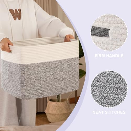 OIAHOMY Storage baskets for Shelf, Toy Storage Basket, Collapsible Storage Bins, Blanket Basket Living Room, Closet Storage for Bedroom, 16.5 x 13 x 12 Inches-Pack of 2-Grey - color: Grey, size: 16.5" x 13" x 12"