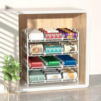 4 Tiers Stackable Can Rack Organizer, Wear-resistant Upgrade Beverage Food Can Dispenser Holder Holds up to 48 Cans for Kitchen Cabinet and Pantry (White) - color: white