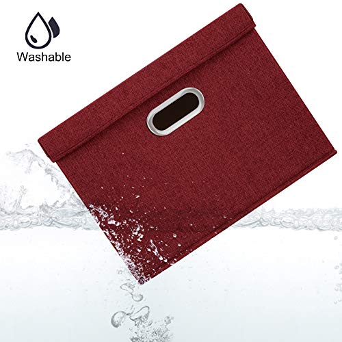 TYEERS Large Collapsible Storage Bins with Lids, Organization Bins for Closet Storage, Clothes Storage, Folding Storage Box with Lids for Home Office Storage - 3 Pack - Red Wine - color: Red Wine, size: 3-Pack Large