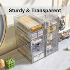 Prsildan Acrylic Drawer Makeup Organizer with 10 Drawers, Set of 2 Office Desk Organizers Accessories, Clear Stackable Storage Drawers for Vanity, Countertop, Craft, Jewelry, Art Supply Organization - style: 10 Drawers
