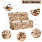 Sumnacon Wicker Storage Basket with Lid Rectangle Wicker Basket with Lid for Toiletries Tampon Storage,Toilet Tank Topper Basket Water Hyacinth Storage Baskets for Shelf Bathroom Toilet Table