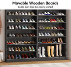 Tribesigns Tall Shoe Cabinet, 9 Tiers 40-45 Pairs Heavy Duty Wood Freestanding Shoe Storage Cabinet, 70.8'' Tall Shoe Cabinet with Open Storage for Entryway (1, Black) - color: Black