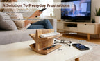 Remote Control Holder with 2-Tiers, Wooden Organizer Stand for TV/Streaming Remotes, Game Controllers, Glasses, Keys | Storage Caddy for Coffee Table, Living Room, Nightstand & Entertainment Center