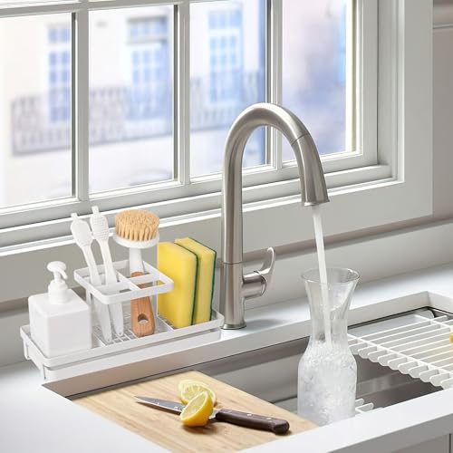 Toothbrush Holders for Bathrooms, Carbon Steel Tooth Brushing Holder Electric Toothbrush and Toothpaste Organizer Bathroom Accessories for Countertop, Shower, Sink, 5 Slots, White - color: White, size: Large