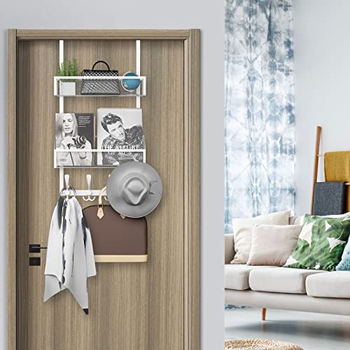 Kaiferty Over The Door Hooks Organizer, Coat Rack Over The Door Storage Hanger Towel Rack, Back of Door Storage Organizer for Bathroom,Bedroom,Kitchen,Office (White, 3-Tier) - color: White, size: 3-Tier