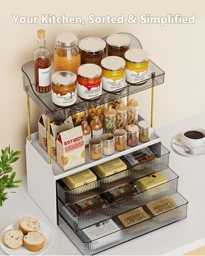 Anylady Bathroom Organizers and Storage, Makeup Organizer (Sturdy Durable Attractive), Ideal for Vanity, Countertop, Counter, Perfume, Skincare, Cabinet, Cosmetic, Dresser Organizer (Black) - color: Black