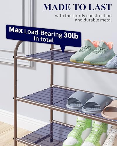 Kitsure Shoe Rack - Stainless Steel Shoe Organizer, Sturdy Shoe Rack for Closet and Front Door Entrance, Free Standing Shoe Shelf, Closet Organizers and Storage, 25.6" Wide - 3 Tier, Brown - color: Brown, size: 25.6" Wide - 3 Tier