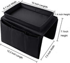 Sofa Armrest Organizer with Cup Holder No-Slip Couch Sofa Armrest Organiser Couch Remote Caddy Control Holder with 1 Large Pockets and 3 Small Pockets for TV Remotes Cellphone Magazines Drinks (Black) - color: Black