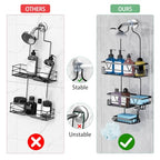 DAOYA Over the Shower Head Caddy with 2 Baskets & Soap Holder, Non-Slip Design for 0.82-Inch Showers, Black, Stainless Steel - color: Black, size: XL
