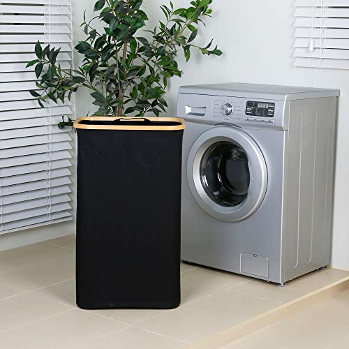 iEGrow Laundry Hamper with Lid, 110L Large Laundry Basket with Handle, Collapsible Clothes Basket Organizer with Removable 2 Inner Bag for Clothes Toys Towels - Black - color: Black, size: 111L