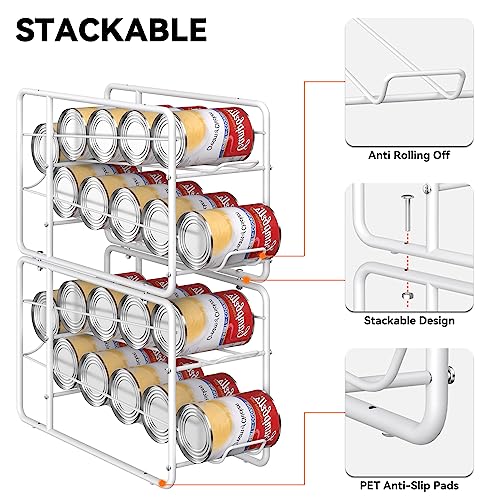MOOACE Can Organizer for for Pantry, Stackable Soda Can Dispenser Canned Food Storage, Kitchen Cabinet Fridge Beverage Cans Holder, 4 Pack, White - color: White