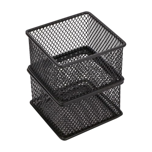 Annova Mesh Stackable Drawer Cabinet and Shelf Organizer Bins Storage Basket School Office Supply Holder Tray- Set of 2 (Black, 3x3x2 Inch) - color: Black, size: 3x3x2 Inch