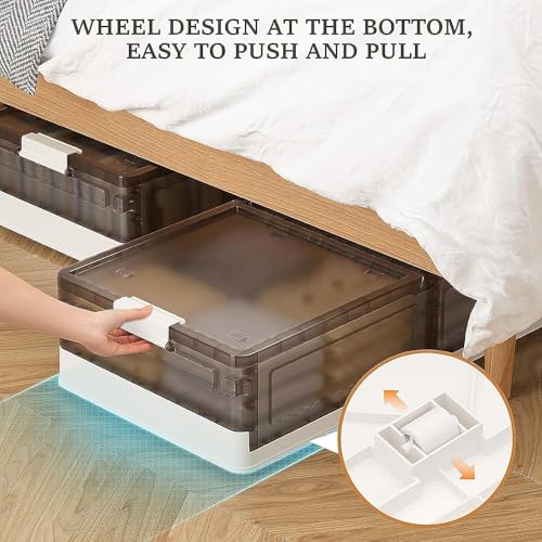 Under Bed Storage Containers - 3Pack, Stackable Under Bed Rolling Storage Plastic Containers, 13.5Gal Storage Bins with Wheels, Multi-purpose Storage Bins with Lids for Clothes, Shoes, And Duvets - size: 13.5Gal - 3 Pack