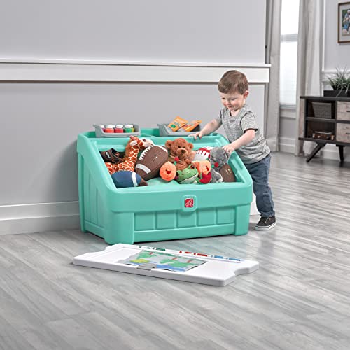 Step2 2-in-1 Toy Box & Art Lid, Kids Toy Storage Bin & Organizer, Easel & Chest in One, Made of Durable Plastic, For Toddlers 2+ Years Old, Mint - color: Mint