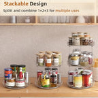 Optish 2 Tier Lazy Susan Organizer, 9.5" Rotating Spice Rack Turntable Organizer for Cabinet, Pantry, Countertop, Bathroom, Kitchen, Vanity, Medicine Cabinet Organization