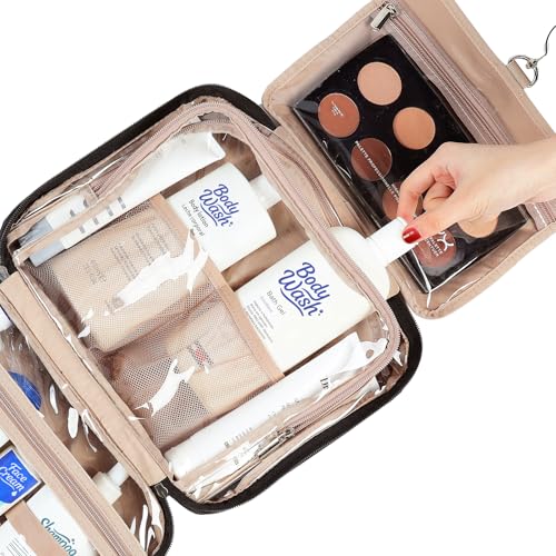 NISHEL Travel Toiletry Bag for Women, Makeup Essentials Organizer, Hanging Case for Accessories, Cosmetics, Large Size, Black - color: Black, size: Large
