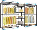 VIPEK X3 Expandable Heavy Duty Clothes Rack Adjustable from 5'2" to 8' with Adjustable Shelves and Hanger Rods, Large Freestanding Clothing Racks Reach-in & Walk-in Closet, Max Load 1210LBS, Black - color: Black, size: X3