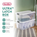Sterilite 8-Pack Ultra Latching Box, Storage Bins with Lids, Clear Plastic, 116 Quart - Heavy-Duty Organizing Containers for Closet, Bathroom, and Office - size: 116 Quart