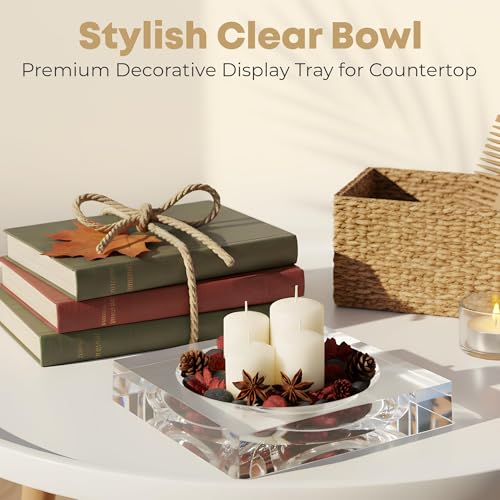 Clear Acrylic Catchall Tray - Decorative Jewelry Dish & Vanity Organizer for Keys, Rings, Earrings | Modern Minimalist Home Decor for Dresser, Nightstand, Entryway - color: Clear