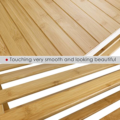 SMIBUY Bamboo Shoe Rack Bench, 3-Tier Shoe Organizer Storage Shelf for Entryway Hallway Bathroom Living Room (Natural) - color: Natural
