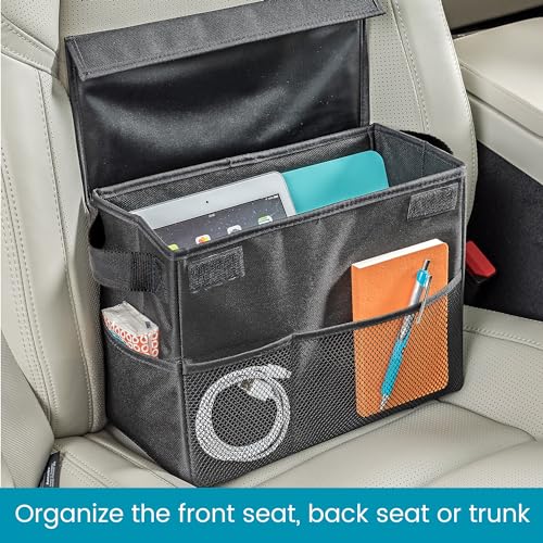 High Road Carganizer Car Storage Bin with Lid - Multipurpose Storage Box for Car for the Back Seat, Front Seat or Trunk - Univeral Car Organizer Fits All Vehicles - size: 9 × 12 × 6 inches