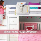 Bedside Caddy Hanging Storage with Water Bottle Holder for Bunk Bed Hospital Bed Dorm Rooms (White) - color: White