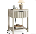 Lulive Fluted Nightstand with Charging Station, 1 Drawer, Contemporary Design (Grey White) - color: Grey White, size: 1 Drawer-Set of 1 Nightstand