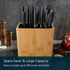 KITCHENDAO XL Bamboo Universal Knife Block Holder with Slots for Scissors and Sharpening Rod, Safe, Space Saver Knives Storage Stand Display without Knives, Unique Slot Design to Protect Blade - color: Bamboo Knife Block