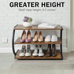 C-Shaped 3-Tier Shoe Rack with Metal Frame & Adjustable Feet - Compact Organizer for Entryway, Closet, Hallway (Holds 11 lbs/Shelf) - size: 25.59" X 11.81" X14.76"