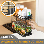 SpaceAid Pull Out Spice Rack Organizer for Cabinet, Heavy Duty Slide Out Seasoning Kitchen Organizer, Cabinet Organizer, with Labels, 4.5" W x10.75 D x8.5 H, 1 Drawer 2-Tier - style: 4.5" W, 2-Tier
