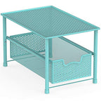 Simple Houseware Stackable Under Sink Cabinet Sliding Basket Organizer Drawer, Turquoise - color: Turquoise