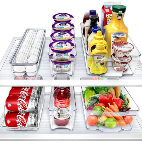 Sorbus Fridge Bins and Freezer Bins Refrigerator Organizer Stackable Food Storage Containers BPA-Free Drawer Organizers for Refrigerator Freezer and Pantry - size: 6 pack