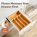 SMIRLY Silverware Drawer Organizer – Bamboo Kitchen Drawer Organizer, Adjustable Utensil Holder and Cutlery Tray, Drawer Dividers for Flatware and Kitchen Utensils - size: 5 Slot