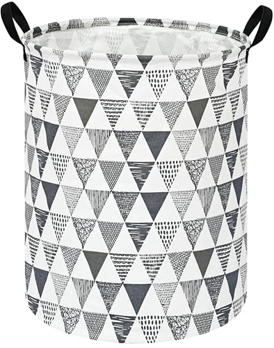 Baby Waterproof Storage Basket Kids Hamper Nursery Bins Organizer Gift Toy Box Laundry Basket for Women Large Canvas Collapsible Chest for Home/Dorm/Office/Room Decor - color: Gray triangle
