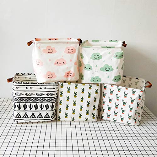 Storage Basket Fabric Organizer Bin for Toys, Books, Clothes, Pets,Perfect for Bedroom/Office/Nursery/Shelves (Black) - color: Black Cactus