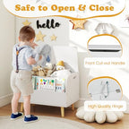 Costzon Kids Wooden Toy Box w/Front Bookshelf, Toy Storage Organizer w/ 4 Solid Wood Legs, Flip-top Lid, Safety Hinge & Cut-Out Handle, Toy Chest for Kids Room, Playroom, Nursery & Classroom - color: White, style: With legs