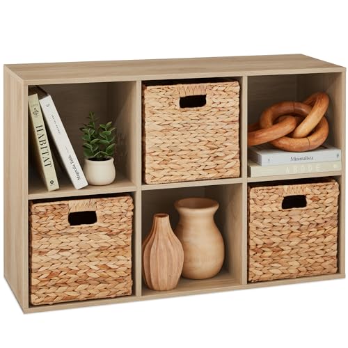 Best Choice Products 6-Cube Storage Organizer, 11in Shelf Opening, Bookcase, Display Shelf, Customizable w/ 3 Removable Back Panels – Light Oak - color: Light Oak, size: 6-Cube, 11in Shelf Opening