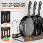 MUDEELA Pots and Pans Organizer under Cabinet, Expandable Pan Lids Organizers inside Cabinet with 12 Adjustable Dividers, Kitchen Storage Organization Pot Holder Cookie Sheet, Cutting Board Organizer - style: 12 Dividers-Bronze
