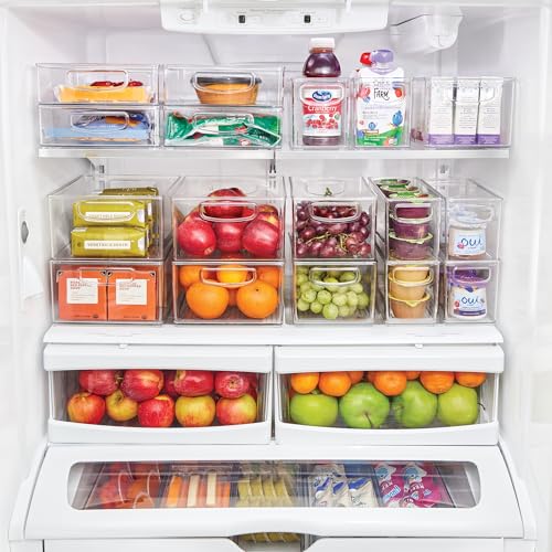iDesign Stackable Plastic Handle Bin Assortment Set - Storage Organizers for Kitchen, Fridge, Pantry, Home -18 Pack, Clear - style: Pack of 18