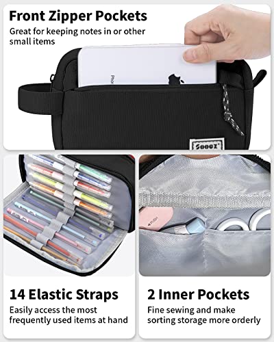 Sooez Big Capacity Pencil Pen Case, Upgraded Canvas Pencil Pouch Large Pencil Bag Organizer, Separate Compartments Easy Grip Handle, Aesthetic Supply for School Teens Adults, Army Green - color: Canvas Army Green