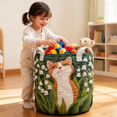 Quilted Laundry Basket with Handles, Large Boho Fabric Floral Storage Hamper, Soft Foldable Clothes Organizer for Nursery & Bedroom, 16"x22", 11 Artistic Pattern Styles - color: Style F, size: 16" x 22"/41*56 cm