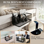 Bedside Caddy Shelf with Hook, Bed Shelf Organizer for Bunk Bed, Office Cubicle, Dorm Room, Holder for Phone, Snacks, Books (Black, 11*4.9*3.9 inch)