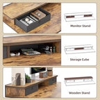 TIQLAB Standing Desk with Two Drawers, Stand Up Standing Desk Adjustable Height, Electric Sit Stand Table with Storage Shelf and Splice Board, 63 * 24 inch, Rustic Brown - color: Rustic Brown, size: 63*24 inch without keyboard tray